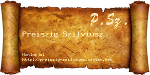 Preiszig Szilviusz névjegykártya
